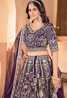 purple embroidered sequin lehenga choli  2