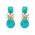gold plated turquoise stone studded contemporary drop earrings