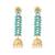 gold plated pearl & turquoise stone studded contemporary shaped jhumkas