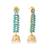 gold plated pearl & turquoise stone studded contemporary shaped jhumkas