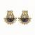 gold plated dark crystal studded contemporary floral shaped stud earrings