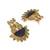 gold plated dark crystal studded contemporary floral shaped stud earrings