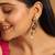 gold plated pearl drop kundan studded ethnic peacock shaped drop earrings