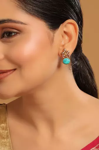 gold plated turquoise bloom studs