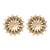 gold plated faux smoky quartz & crystal studded contemporary floral studs