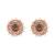 gold plated faux smoky quartz & white crystal studded contemporary floral shaped studs