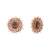 gold plated faux smoky quartz & white crystal studded contemporary floral shaped studs