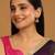 gold plated pearl 7 colored stone studded contemporary shaped pink mini jhumkas