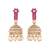 gold plated pearl 7 colored stone studded contemporary shaped pink mini jhumkas