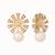 gold plated pearl drop zircon floral shaped mini stud earrings