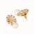 gold plated pearl drop zircon floral shaped mini stud earrings