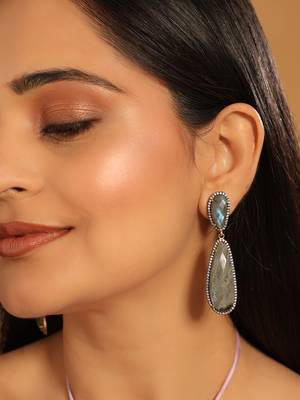 gold plated labradorite stone contemporary drop earrings 1