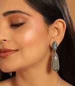 gold plated labradorite stone contemporary drop earrings