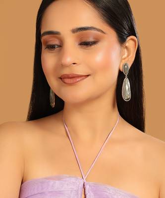 gold plated labradorite stone contemporary drop earrings 2