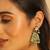 gold plated lush green maang tikka & earrings set