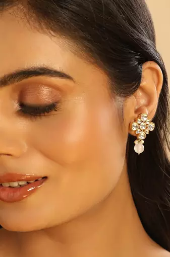 22k gold plated kundan paradise stud earrings