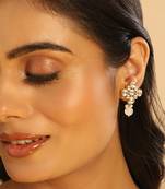 gold plated kundan paradise stud earrings