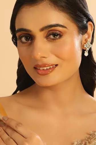 gold plated kundan paradise stud earrings