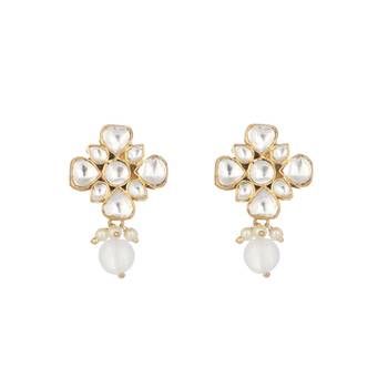 gold plated kundan paradise stud earrings 3