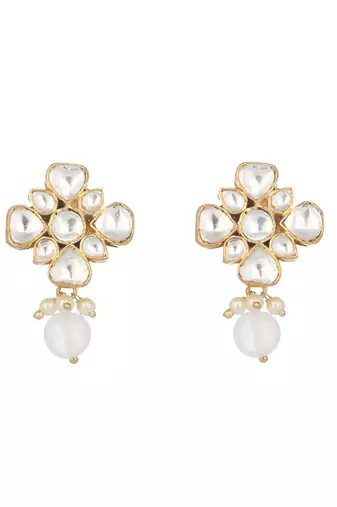 gold plated kundan paradise stud earrings