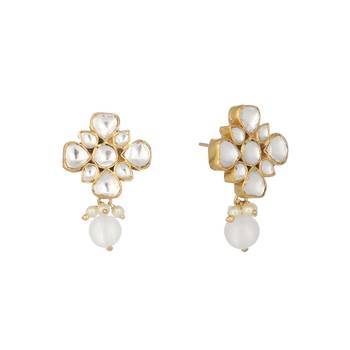 gold plated kundan paradise stud earrings 4