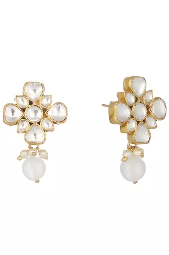 gold plated kundan paradise stud earrings