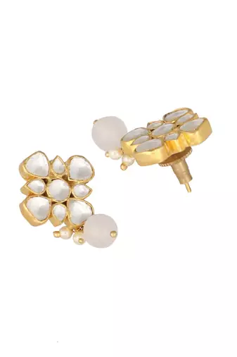 gold plated kundan paradise stud earrings