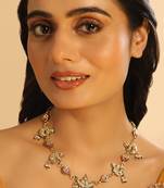 gold plated regal enamel bloom pearl drop necklace