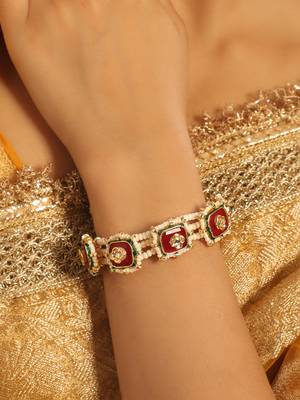 gold plated red serene pochi bangles 1