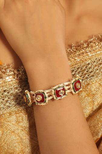 gold plated red serene pochi bangles