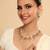 gold plated pearl empress flora pink stone drops necklace set