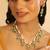 gold plated pearl empress flora green stone drops necklace set