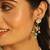 gold plated pearl empress flora green stone drops necklace set