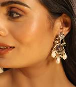 gold plated ruby grace maang tikka & earrings set