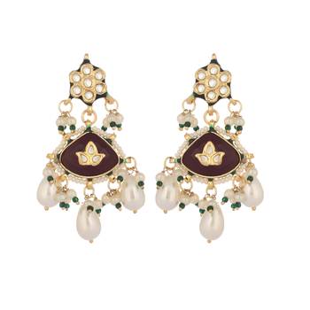 gold plated ruby grace maang tikka & earrings set 5
