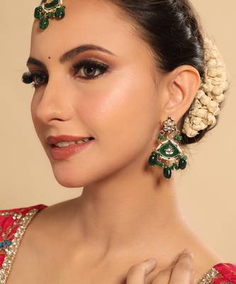 gold plated emerald grace dangler earrings 1