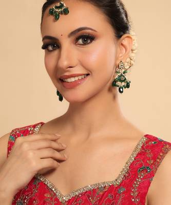 gold plated emerald grace dangler earrings 2