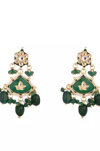 gold plated emerald grace dangler earrings