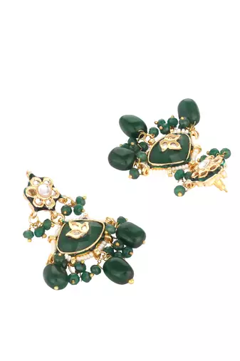 gold plated emerald grace dangler earrings