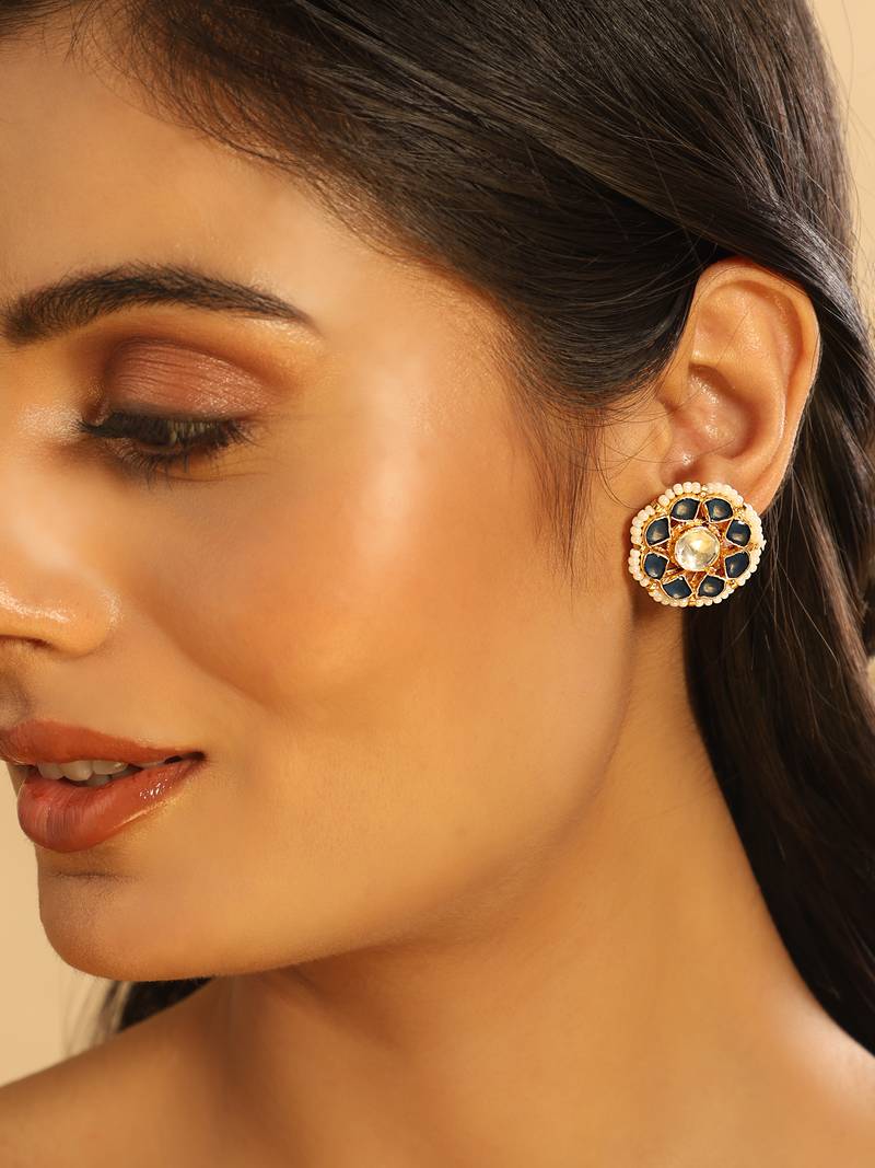 gold plated floret noor stud earrings