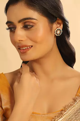 gold plated floret noor stud earrings