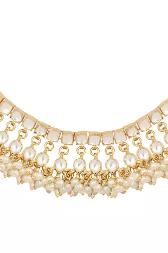 gold plated ivory dusk kundan necklace