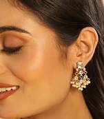 gold plated ivory dusk kundan earrings
