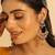 gold plated crescent kundan drop pink stone chandbali earrings