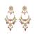 gold plated crescent kundan drop pink stone chandbali earrings