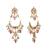 gold plated crescent kundan drop pink stone chandbali earrings