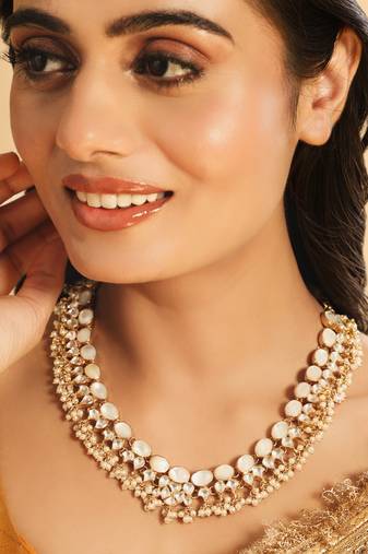 gold plated ivory dusk mop necklace