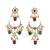 gold plated crescent kundan drop red stone chandbali earrings