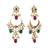 gold plated crescent kundan drop red stone chandbali earrings
