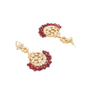 gold plated serenoor ruby kundan chandbali earrings 5